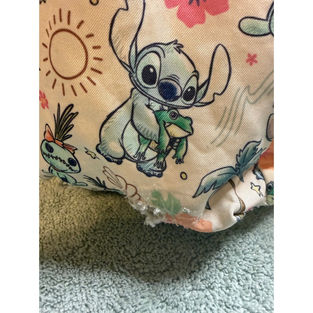 Disney Loungefly Stitch and Scrump Tropical Floral Canvas Backpack Cream Brown - Picture 10 of 14
